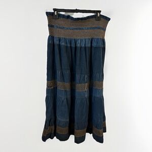 G-Unit Fashions Jean A- Line Denim Skirt Size XXL Embroidered Tiered 100% Cotton